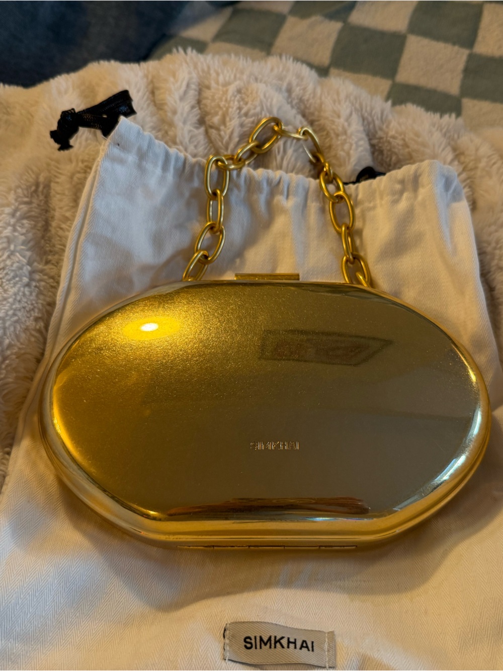 Simkhai Sol Clutch Handbag In Gold with original dust bag - Picture 2 of 7